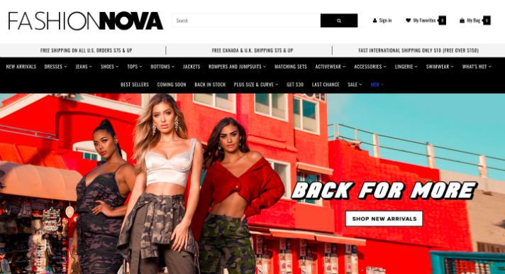 fashion nova online shopping
